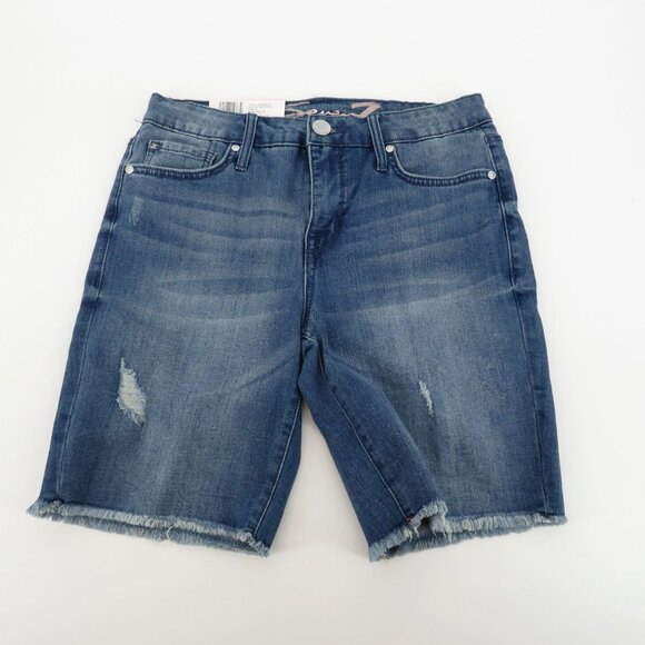 Seven7 Women's Bermuda Denim Shorts Frayed Hem Stretch Size 6 NWT $59 - Picture 4 of 5